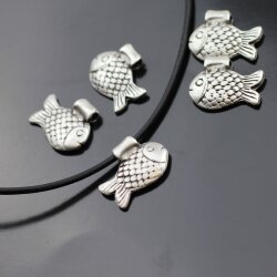 10 Fish Pendants Charms 21x17 mm Ø 2mm handicraft...