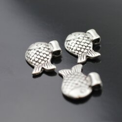 10 Fish Pendants Charms 21x17 mm Ø 2mm handicraft...