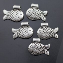 10 Fish Pendants Charms 21x17 mm Ø 2mm handicraft supplies DIY jewelry findings