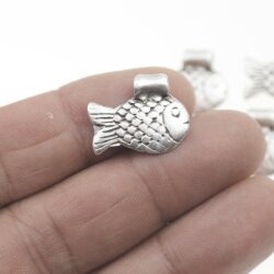 10 Fish Pendants Charms 21x17 mm Ø 2mm handicraft supplies DIY jewelry findings