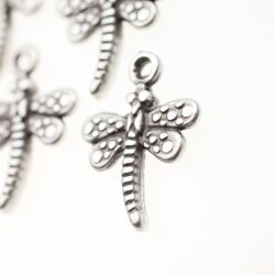 10 Dragonfly Charms 30x22 mm (Ø 2 mm)