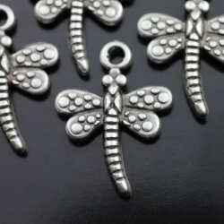 10 Dragonfly Charms 30x22 mm (Ø 2 mm)