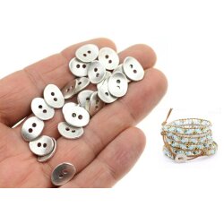 20 Button Clasps for Wraps Bracelets, Textiles 14x11 mm (Ø 1,5 mm) Antique Silver