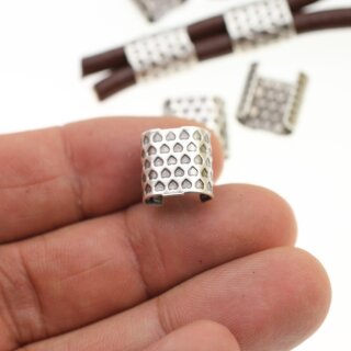 10 Metall Perlen/Klemmen, Schiebeperlen, altsilber