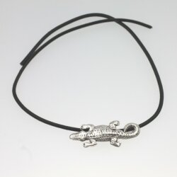 5 Antique Silver Crocodile Slider Bead, DIY Necklaces,...