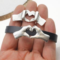 1 Heart Sliding Beads 50x18 mm (Ø 11x3 mm)