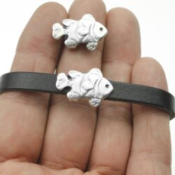 5 Schiebeperlen Fische 25x16 mm ( 9x3 mm)