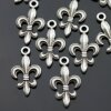 10 Pendants, Charms Fleur de Lis 24x14 mm (Ø 2 mm)