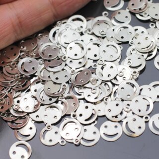 20 Smiley Charms, Messing 10 mm (Ø 1 mm)