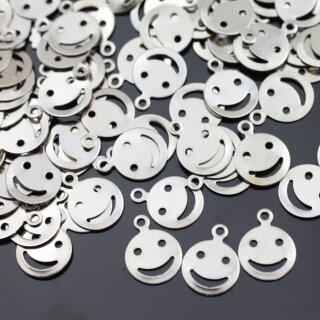 20 Smiley Charms, Messing 10 mm ( 1 mm)