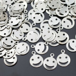 20 Smiley Charms, Messing 10 mm ( 1 mm)