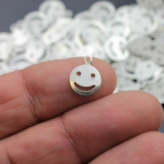 20 Smiley Charms, Messing 10 mm (Ø 1 mm)