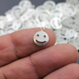 20 Smiley Charms, Messing 10 mm ( 1 mm)