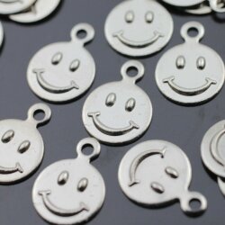 20 Smiley Charms, Messing 8 mm (Ø 1 mm)