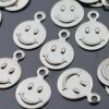 20 Smiley Charms, Brass 8 mm (Ø 1 mm)