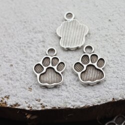 20 Paw Charms Pendants 12 mm (Ø 2 mm)