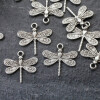 10 Dragonfly Charms, Pendants 24x20 mm (Ø 2 mm)