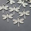 10 Dragonfly Charms, Pendants 24x20 mm (Ø 2 mm)