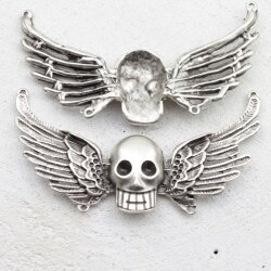 1 Skull Angel Wings Connector Charm 90x37 mm (Ø...