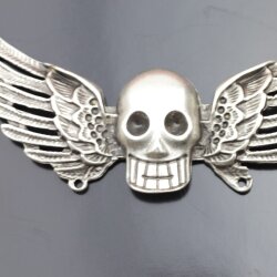 1 Skull Angel Wings Connector Charm 90x37 mm (Ø 1,5 mm)