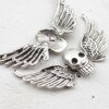 1 Skull Angel Wings Connector Charm 90x37 mm (Ø 1,5 mm)