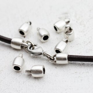 20 Bell End Cap Loop Round Leather Cord Clasp 10x6 mm (Ø...