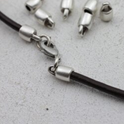 20 Bell End Cap Loop Round Leather Cord Clasp 10x6 mm (Ø 3 mm)