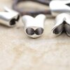 5 Double hole jewellery metal clasp sliders findings 17x16 mm (Ø 2x6 mm)