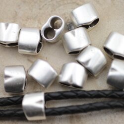 10 Double hole jewellery metal clasp sliders findings 13x9 mm (Ø 2x5 mm)