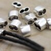 10 Double hole jewellery metal clasp sliders findings 13x9 mm (Ø 2x5 mm)