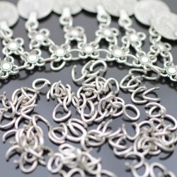 200 Oval Jump Rings 8x6 mm (Ø 1,2 mm) Antique Silver