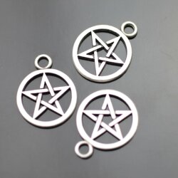 10 Star Pendants Charms 20 mm (Ø 3 mm)