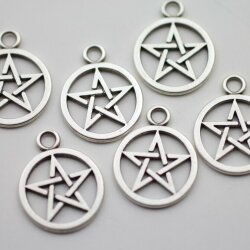 10 Anhänger Stern Charms 20 mm (Ø 3 mm)