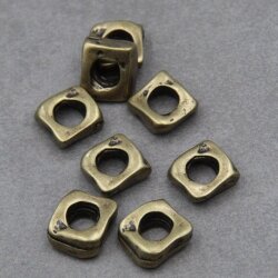 10 Irregular Metal Beads 10x10 mm (Ø 5 mm) Antique Brass