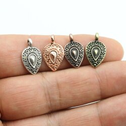 10 Drop Charms, Pendants 19x11 mm (Ø 2 mm)