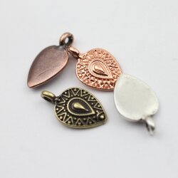 10 Drop Charms, Pendants 19x11 mm (Ø 2 mm)