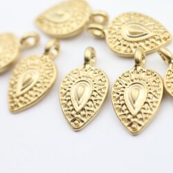 10 Drop Charms, Pendants 19x11 mm (Ø 2 mm)