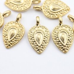 10 Drop Charms, Pendants 19x11 mm (Ø 2 mm)