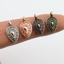 10 Drop Charms, Pendants 19x11 mm (Ø 2 mm)