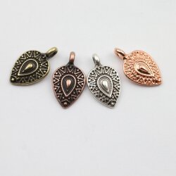 10 Drop Charms, Pendants 19x11 mm (Ø 2 mm)