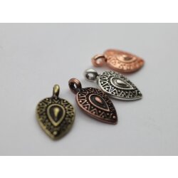 10 Drop Charms, Pendants 19x11 mm (Ø 2 mm)