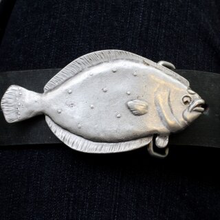 Scholle Grtelschnalle, Fisch altsilber