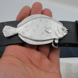Scholle Grtelschnalle, Fisch altsilber