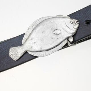 Scholle Grtelschnalle, Fisch altsilber