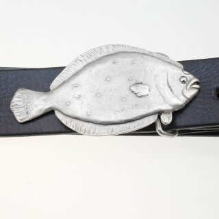 Scholle Grtelschnalle, Fisch altsilber