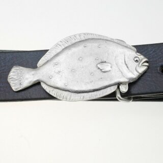 Scholle Grtelschnalle, Fisch altsilber
