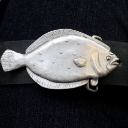 Scholle Gürtelschnalle, Fisch altsilber