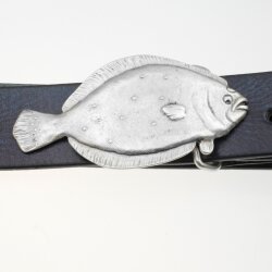 Scholle Gürtelschnalle, Fisch altsilber