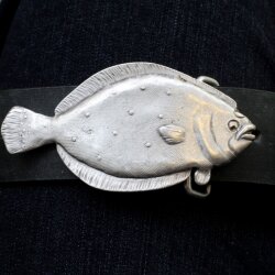 Scholle Grtelschnalle, Fisch altsilber