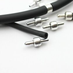 10 Zamak Clasp Connector for Rubber Cord (Ø 3 mm) 22 x3.5 mm